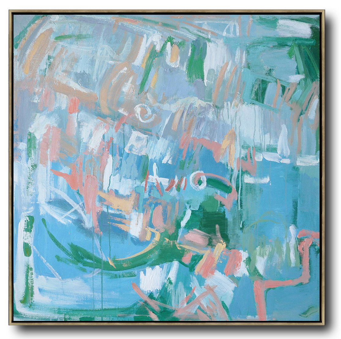 Abstract Painting Extra Large Canvas Art,Oversized Contemporary Oil Painting,Acrylic Painting Large Wall Art,Blue,Green,White,Pink.etc